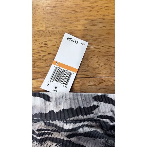 LNA Women's Zebra Print Ruched Side Ribbed Mini Skirt Gray Size Small NWT P1-212 - Picture 5 of 12